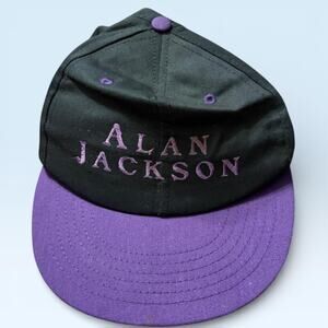 Alan Jackson Hat Mens Adjustable Black Purple Baseball Cap Made In USA Country